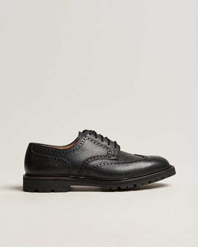 Herren | Handgefertigte Schuhe | Crockett & Jones | Pembroke Derbys Scotch Grain Vibram Black Calf