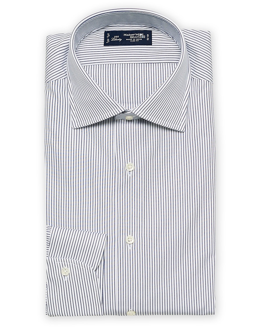 Kamakura Shirts Slim Fit Broadcloth Shirt Blue Stripe Kamakura Shirts Slim Fit Broadcloth Shirt Blue Stripe