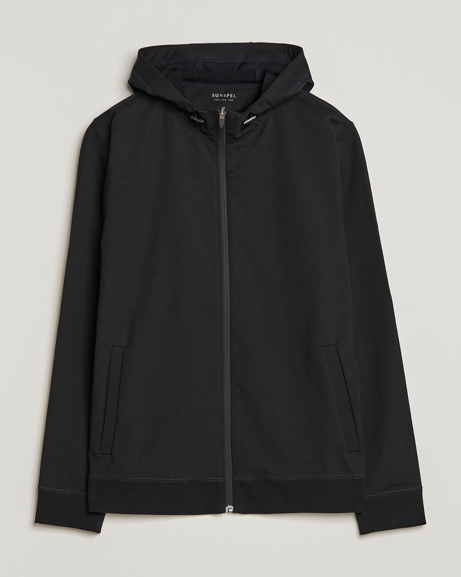 Herren | | Sunspel | Active Full Zip Hood Black