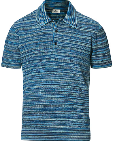  |  Knitted Jacquard Polo Blue Stripe
