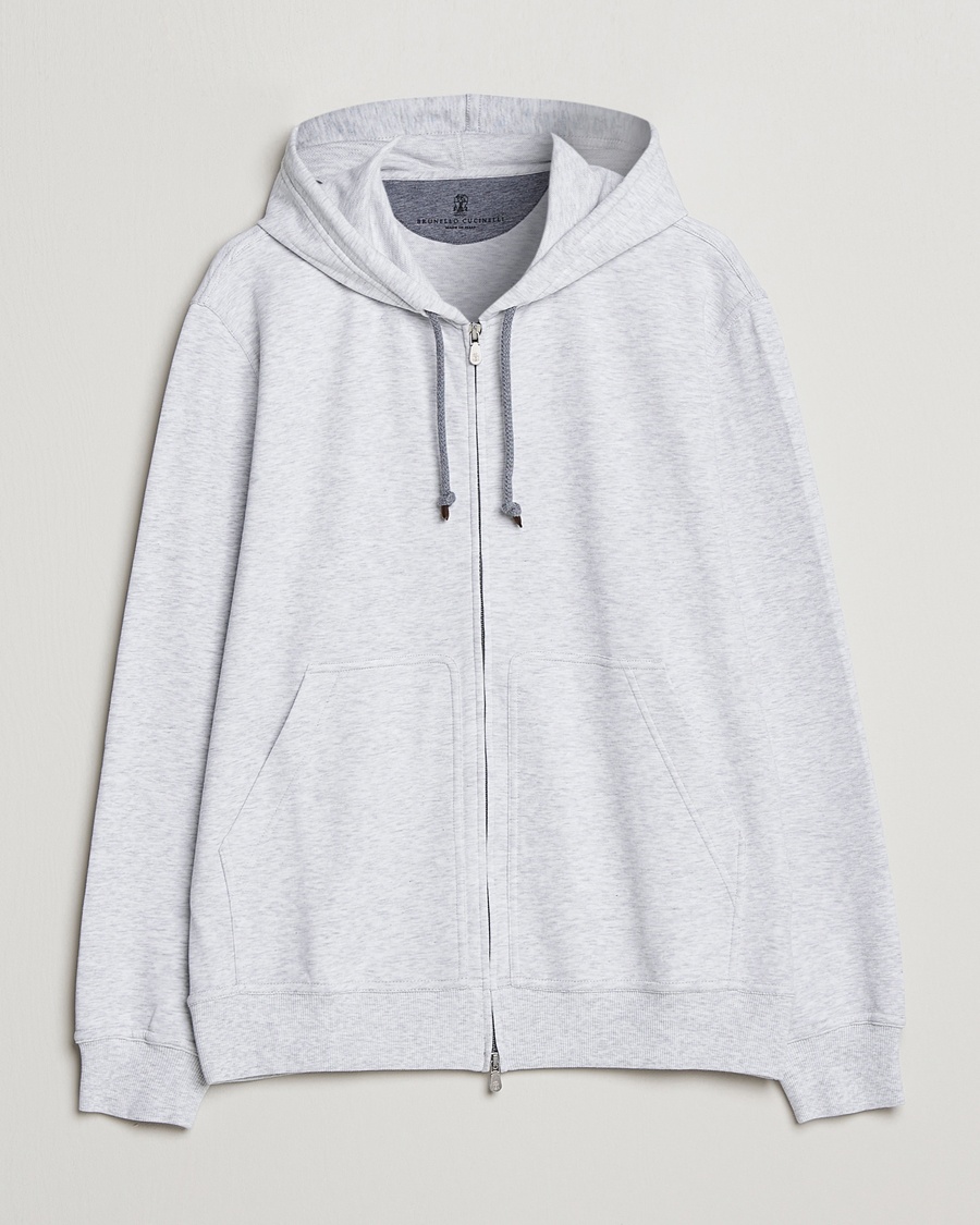 Herren | | Brunello Cucinelli | Soft Cotton Zip Hoodie Pearl Grey