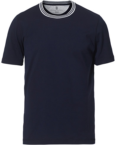 T-Shirt |  Contrast Collar Short Sleeve T-Shirt Navy