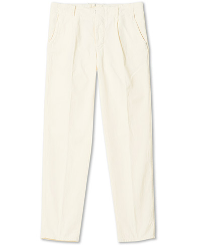  Tapered Fit Cotton Trousers Off White