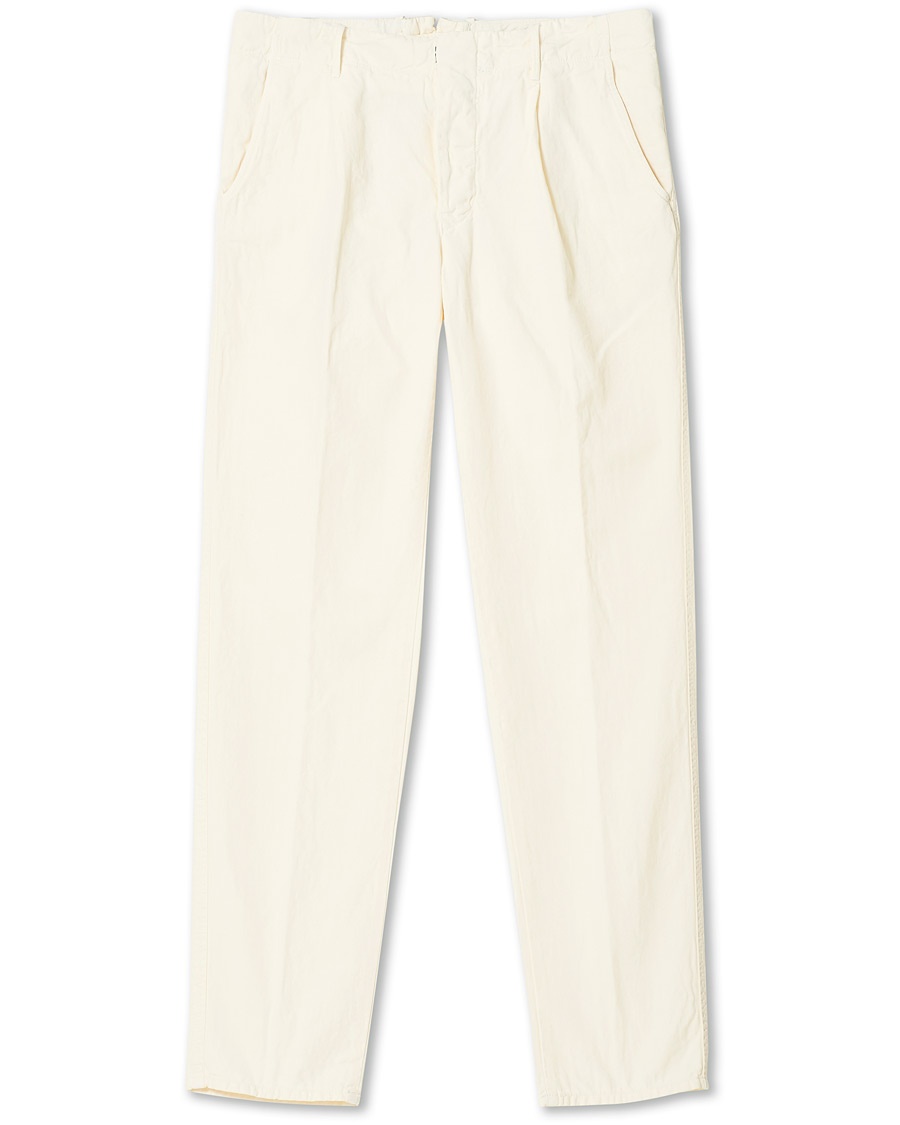  Tapered Fit Cotton Trousers Off White
