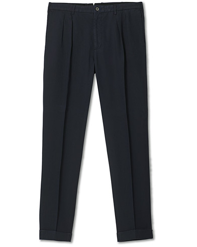 Herren |  | Incotex | Carrot Fit Pleated Trousers Navy
