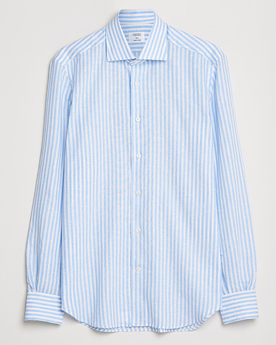 Italian Department |  Soft Cotton/Linen Shirt Light Blue Stripe