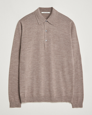 Herren | A Day's March | A Day's March | Ambroz Merino Polo Taupe Melange