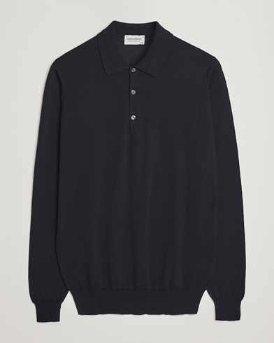 Herren | Bestickte Polohemden | John Smedley | Belper Wool/Cotton Polo Pullover Navy