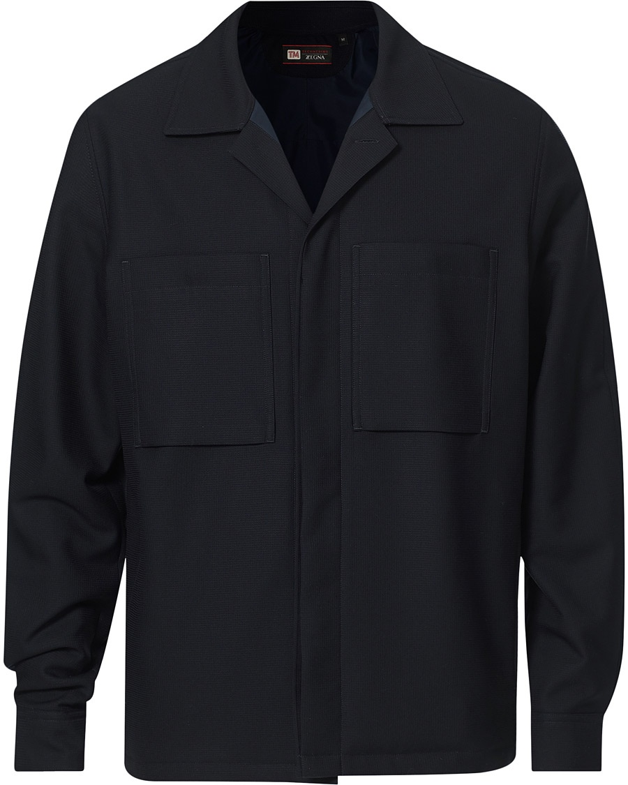 Z Zegna Padded Techmerino Shirt Jacket Navy bei Care of Carl