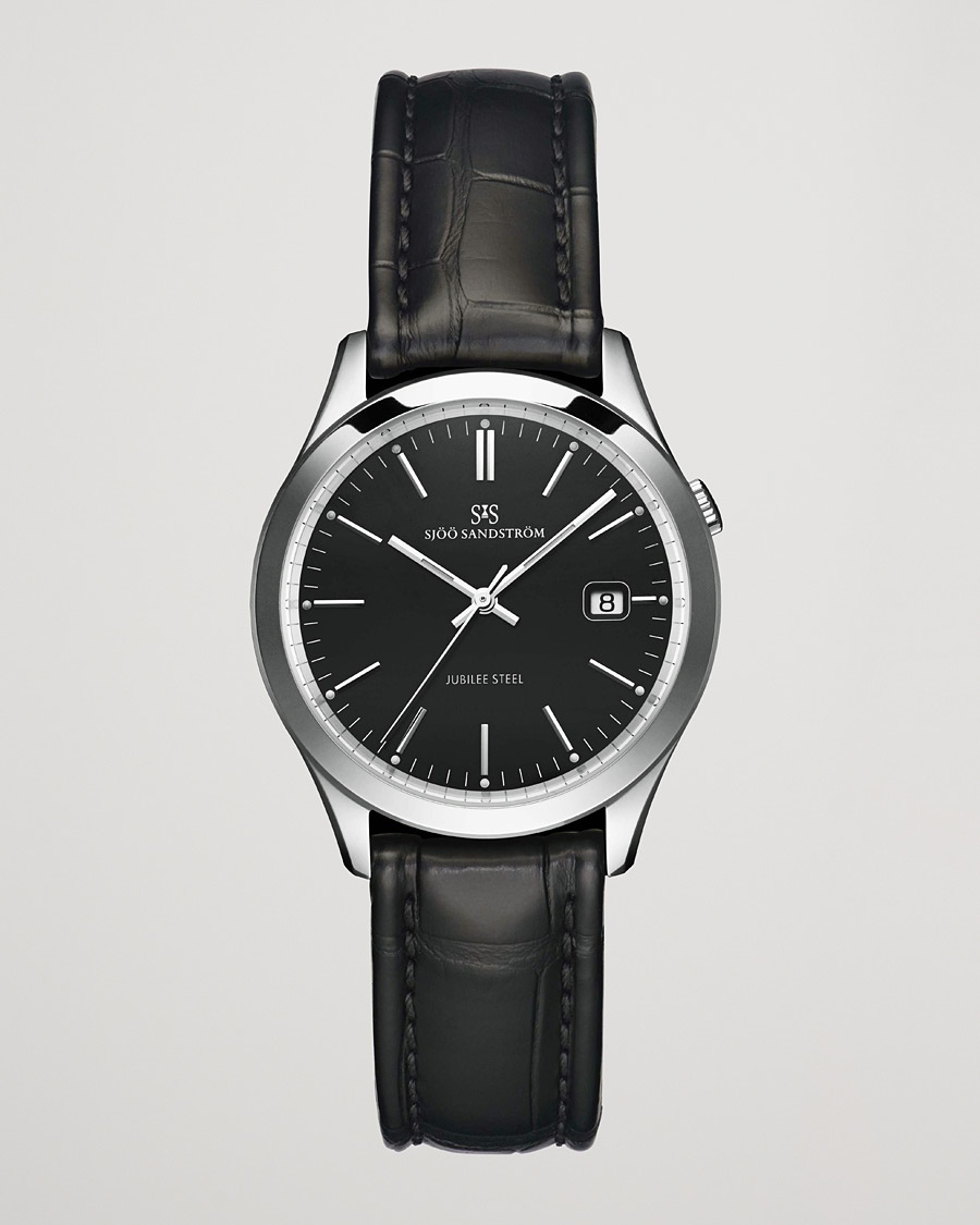 Sjöö Sandström Jubilee Steel Quartz 40mm Black/Black Calf – Schwarz