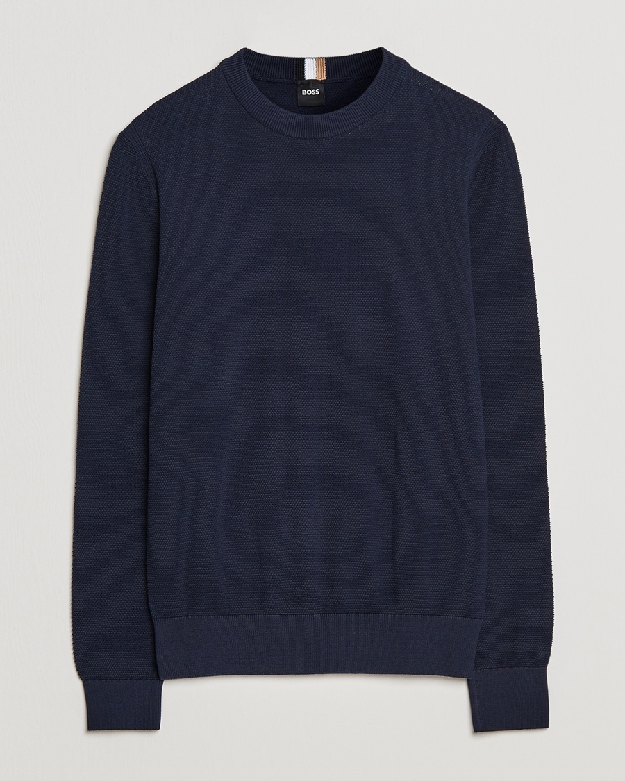 Herren | | BOSS | Ecaio Knitted Structured Sweater Dark Blue