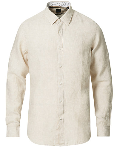 Herren | Leinenhemden | BOSS | Lukas Linen Shirt Light Beige