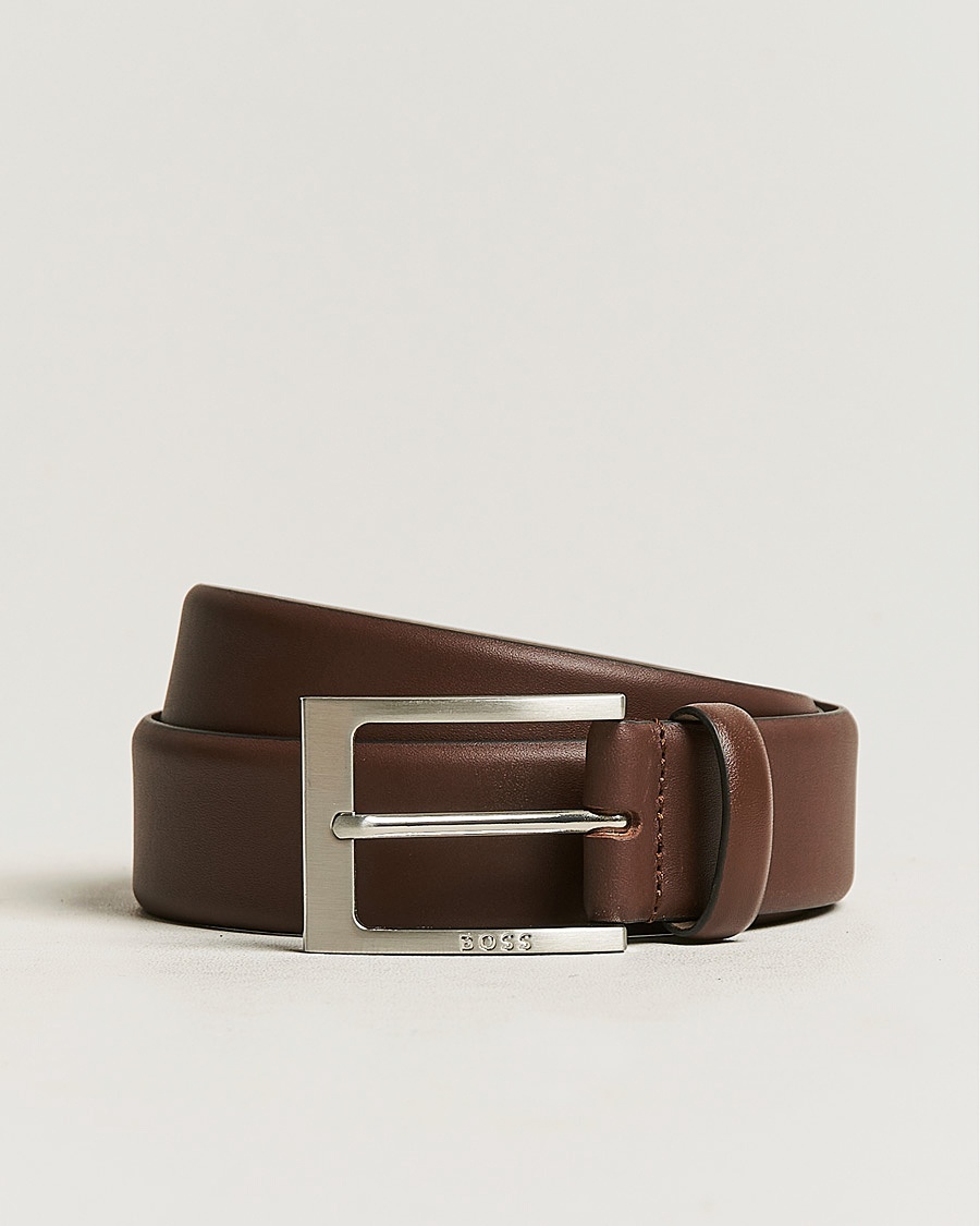 Herren | BOSS BLACK | BOSS BLACK | Barnabie Leather Belt 3,5 cm Medium Brown