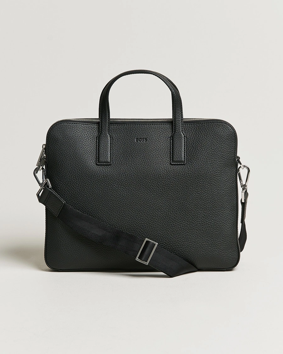 Herren | BOSS BLACK | BOSS BLACK | Crosstown Slim Computer Leather Bag Black