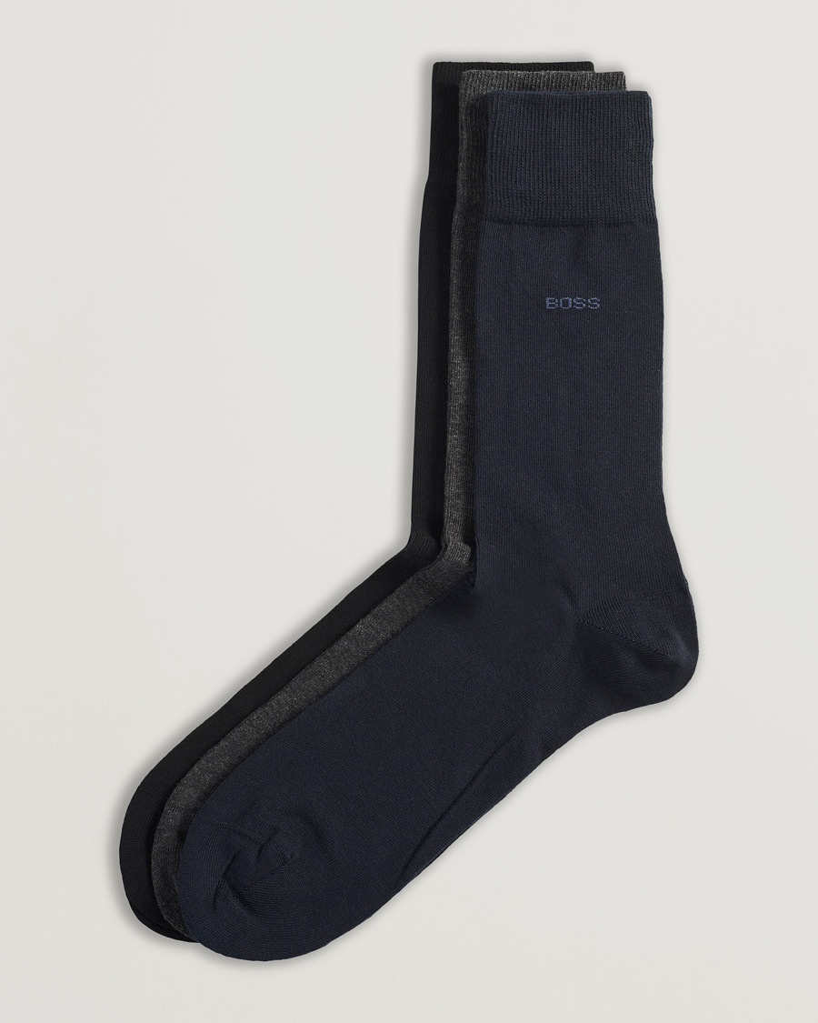 BOSS BLACK 3-Pack RS Uni Socks Navy/Black/Grey – Blau