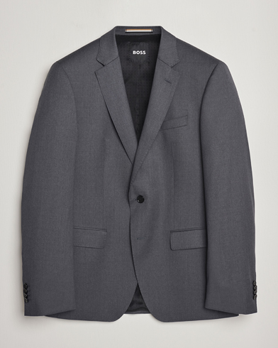 Herren | Cocktail | BOSS BLACK | Huge Slim Fit Wool Blazer Dark Grey