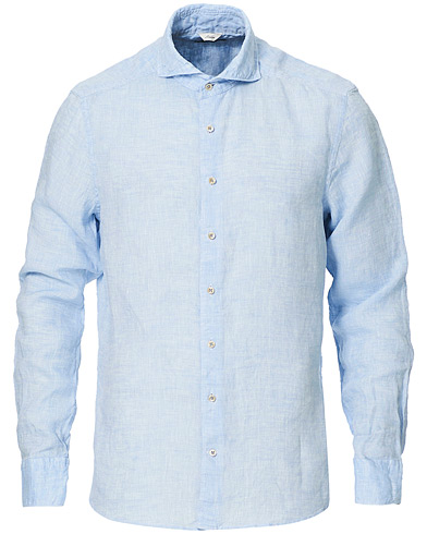 Stenströms Slimline Cut Away Linen Shirt Light Blue