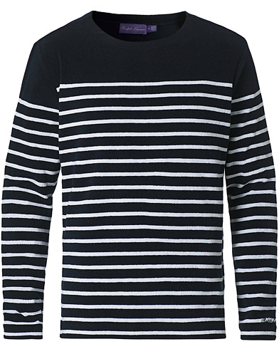 Ralph Lauren Purple Label Striped French Terry Pullover Navy/White