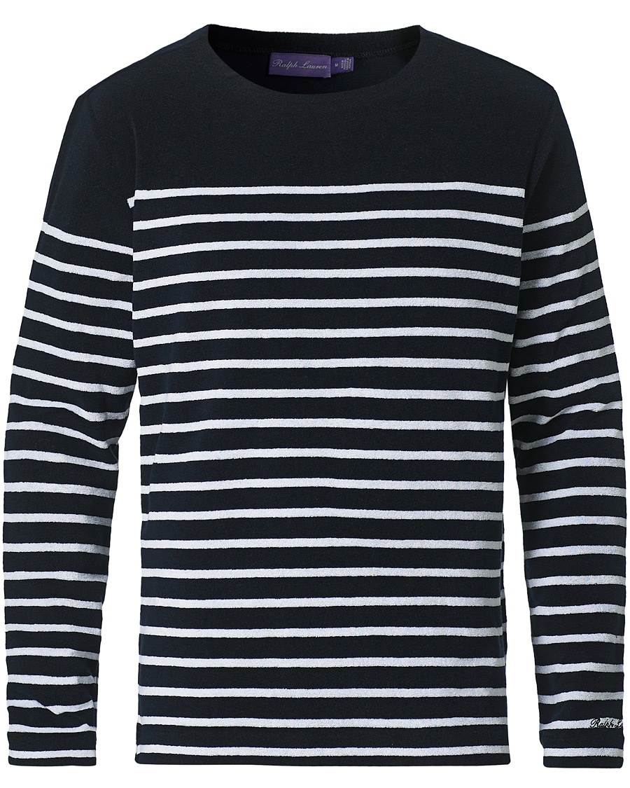 Ralph Lauren Purple Label Striped French Terry Pullover Navy/White