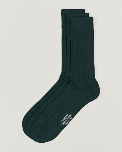 Herren | Amanda Christensen | Amanda Christensen | 3-Pack True Cotton Ribbed Socks Bottle Green