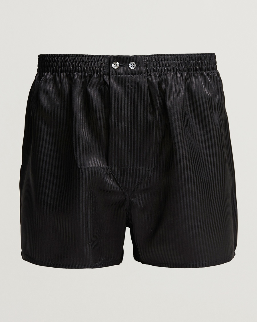 Derek Rose Classic Fit Silk Boxer Shorts Black - Schwarz - Unterhose - Grösse: XL