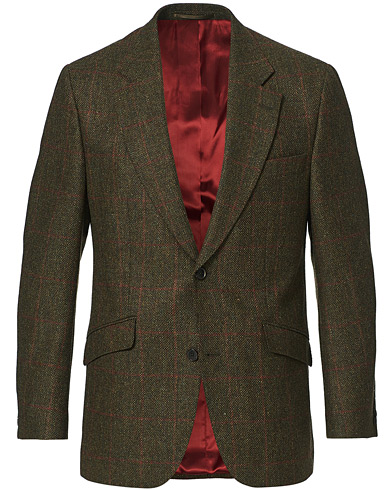  William Lambswool Tweed Jacket Green Red