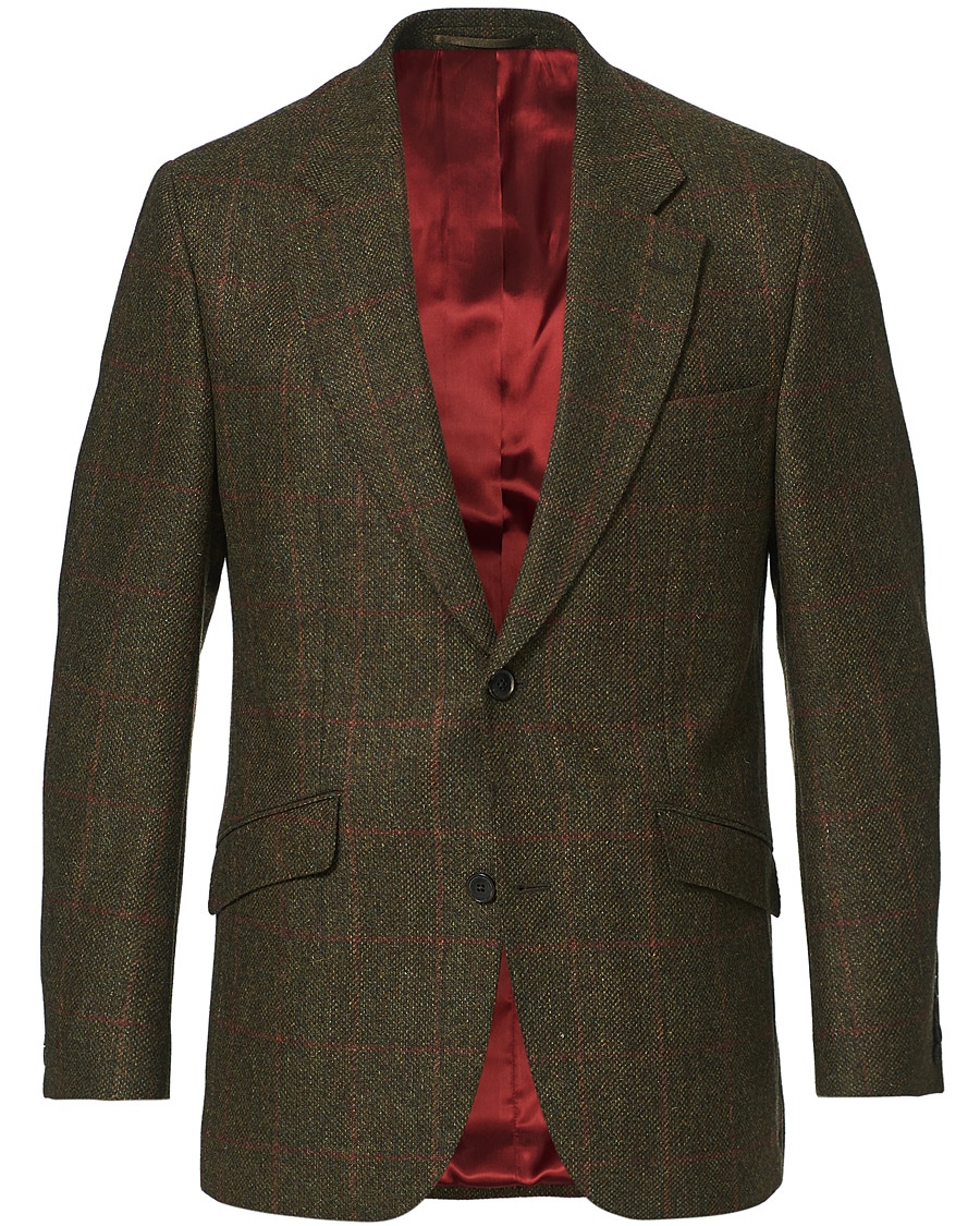 William Lambswool Tweed Jacket Green Red