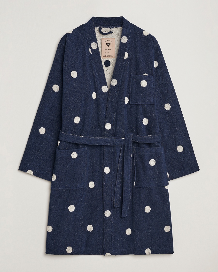 OAS Terry Robe Dotty - Blau - Morgenmantel - Grösse: L/XL