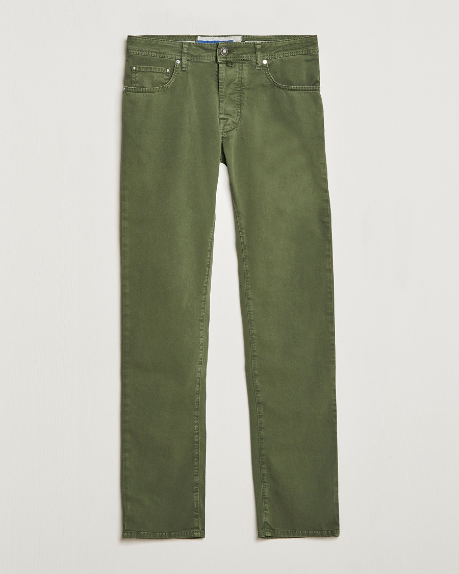 Herren | | Jacob Cohën | Bard Garment Dyed Gabardine Trousers Green