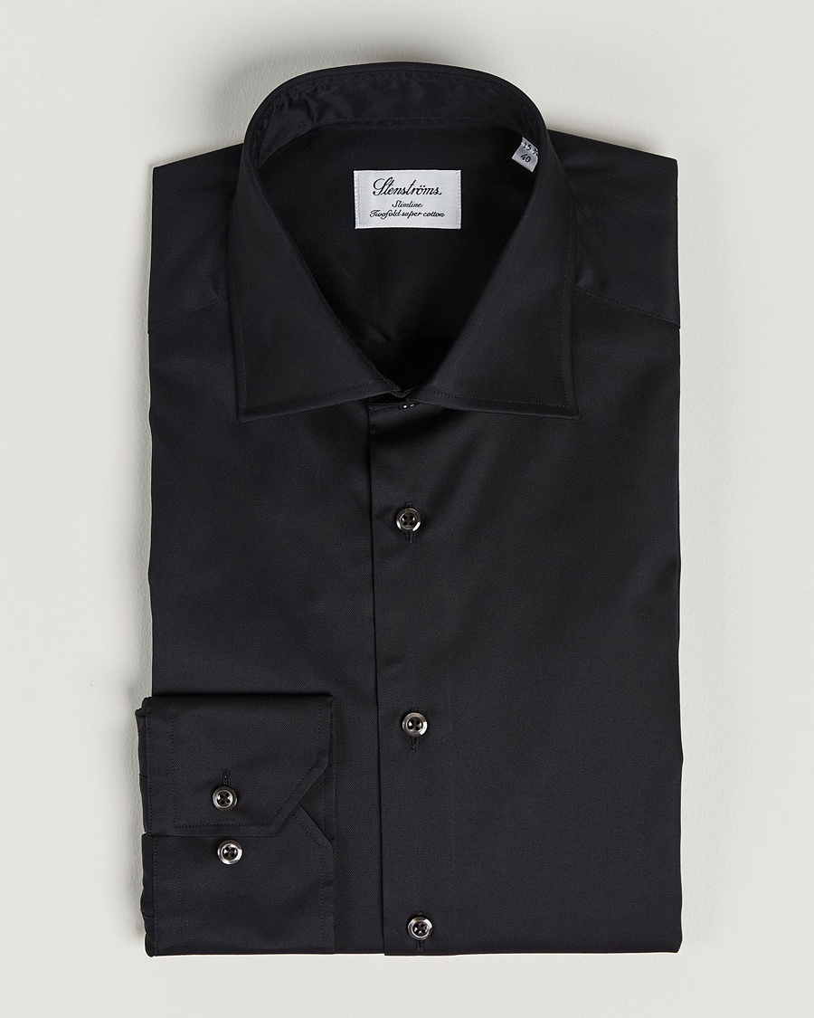 Herren | | Stenströms | Slimline Cut Away Shirt Black