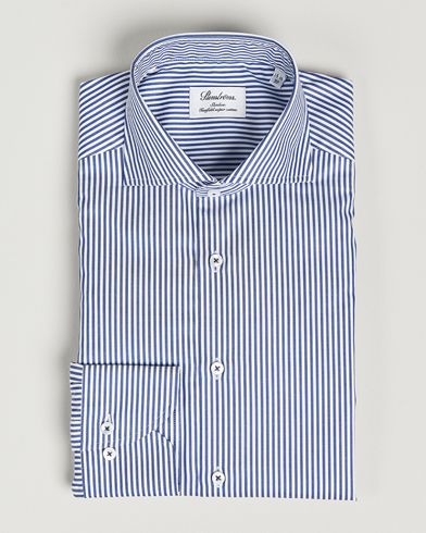 Herren |  | Stenströms | Slimline Stripe Cut Away Shirt Navy