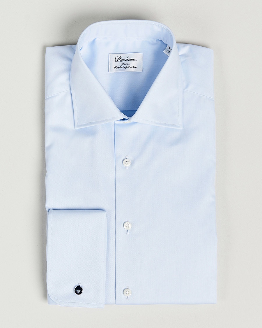 Herren | | Stenströms | Slimline Double Cuff Light Blue