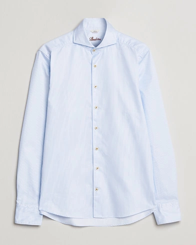 Herren |  | Stenströms | Slimline Pinstriped Casual Shirt Light Blue