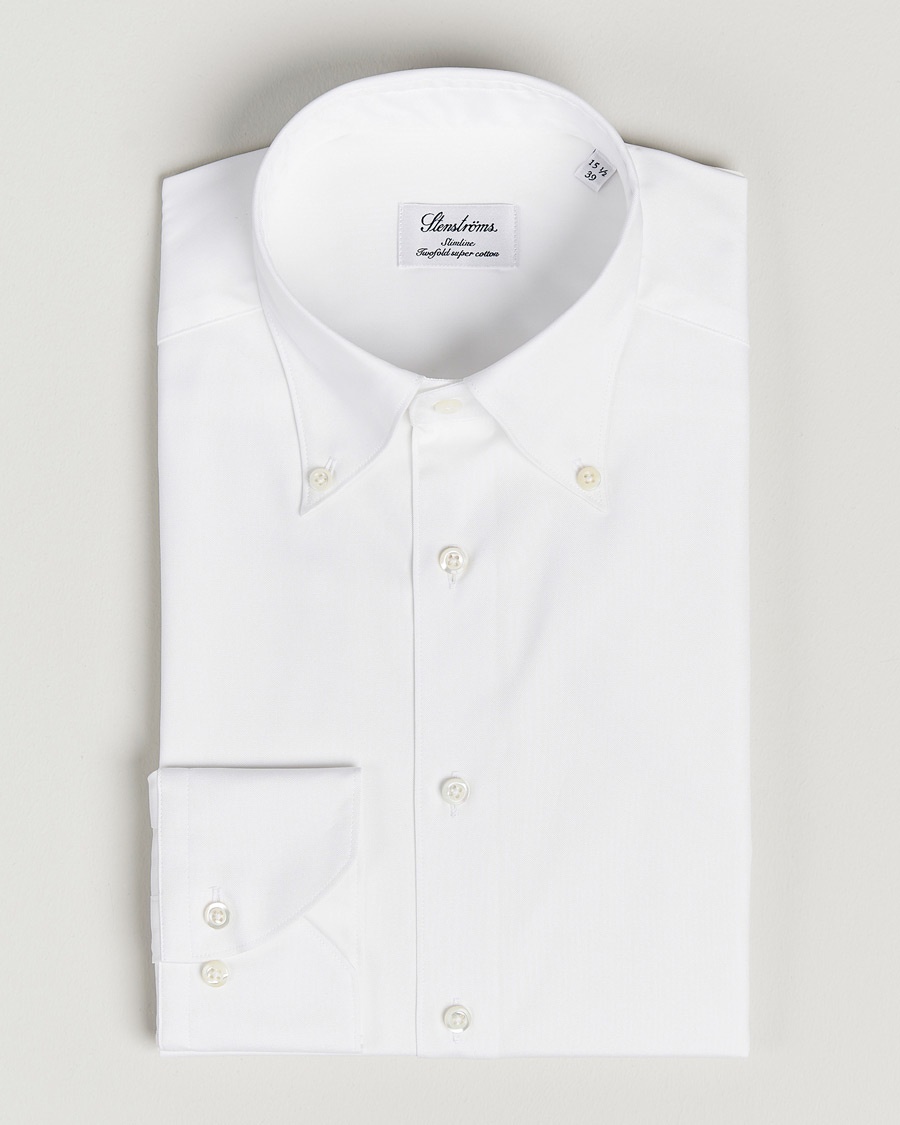  Slimline Pinpoint Oxford Button Down Shirt White