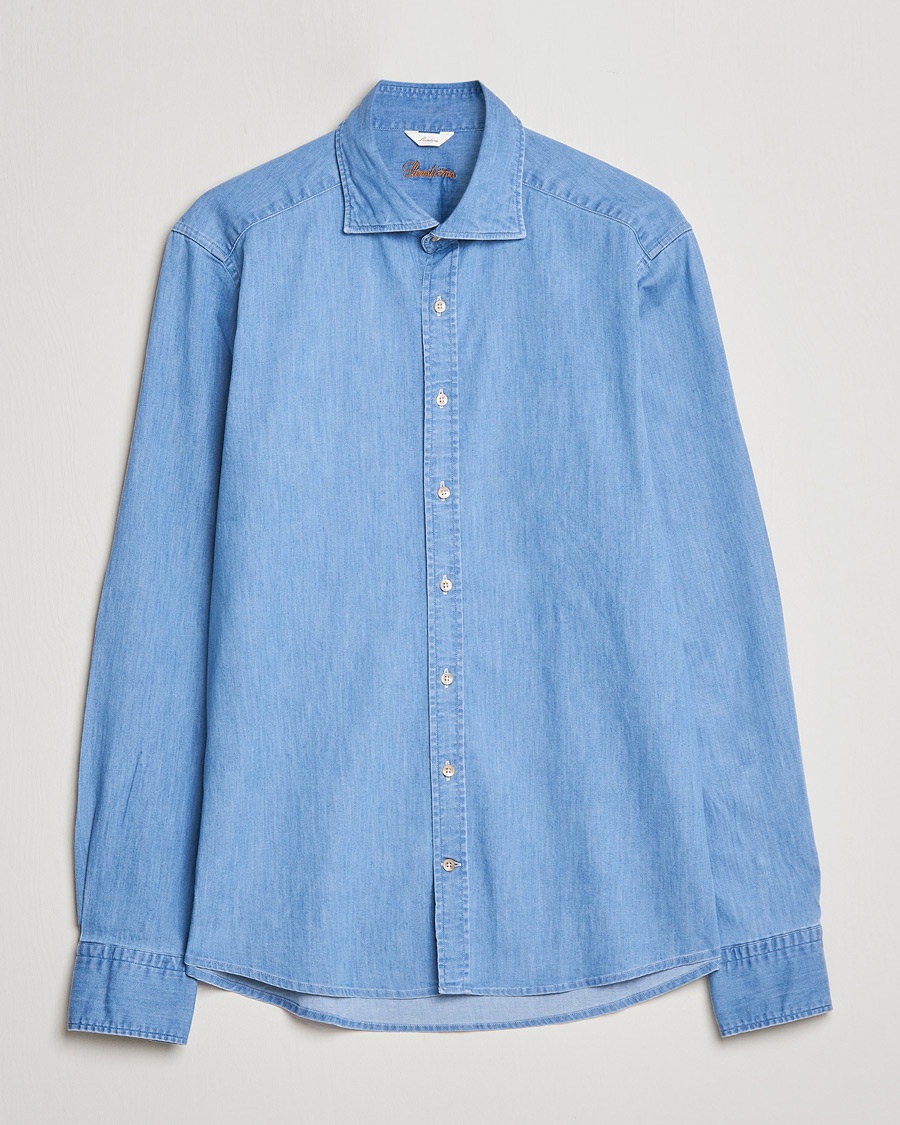 Herren | Stenströms | Stenströms | Slimline Garment Washed Shirt Light Denim