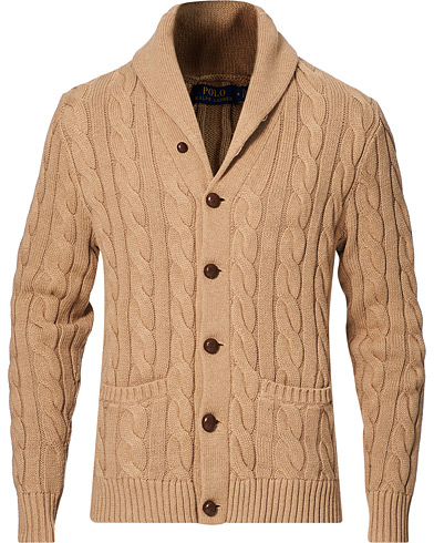 Pullover |  Cable Knitted Cardigan Camel Melange