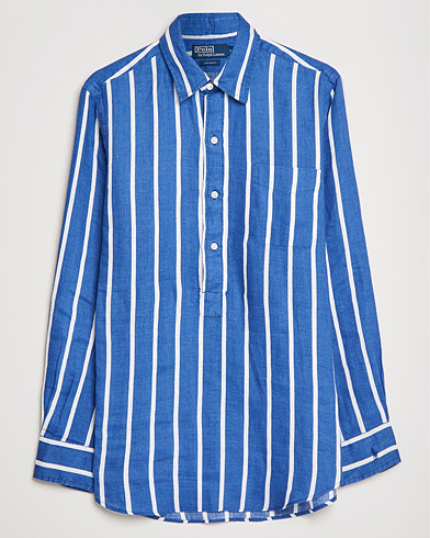 Herren | Leinenhemden | Polo Ralph Lauren | Linen Striped Popover Shirt Navy/White