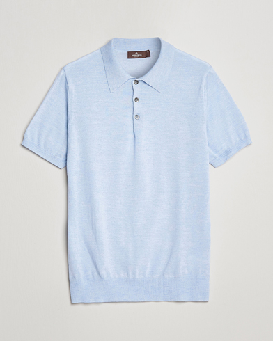 Herren | Exklusiv bei Care of Carl | Morris Heritage | Short Sleeve Knitted Polo Shirt Blue