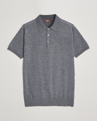 Herren | Bestickte Polohemden | Morris Heritage | Short Sleeve Knitted Polo Shirt Grey