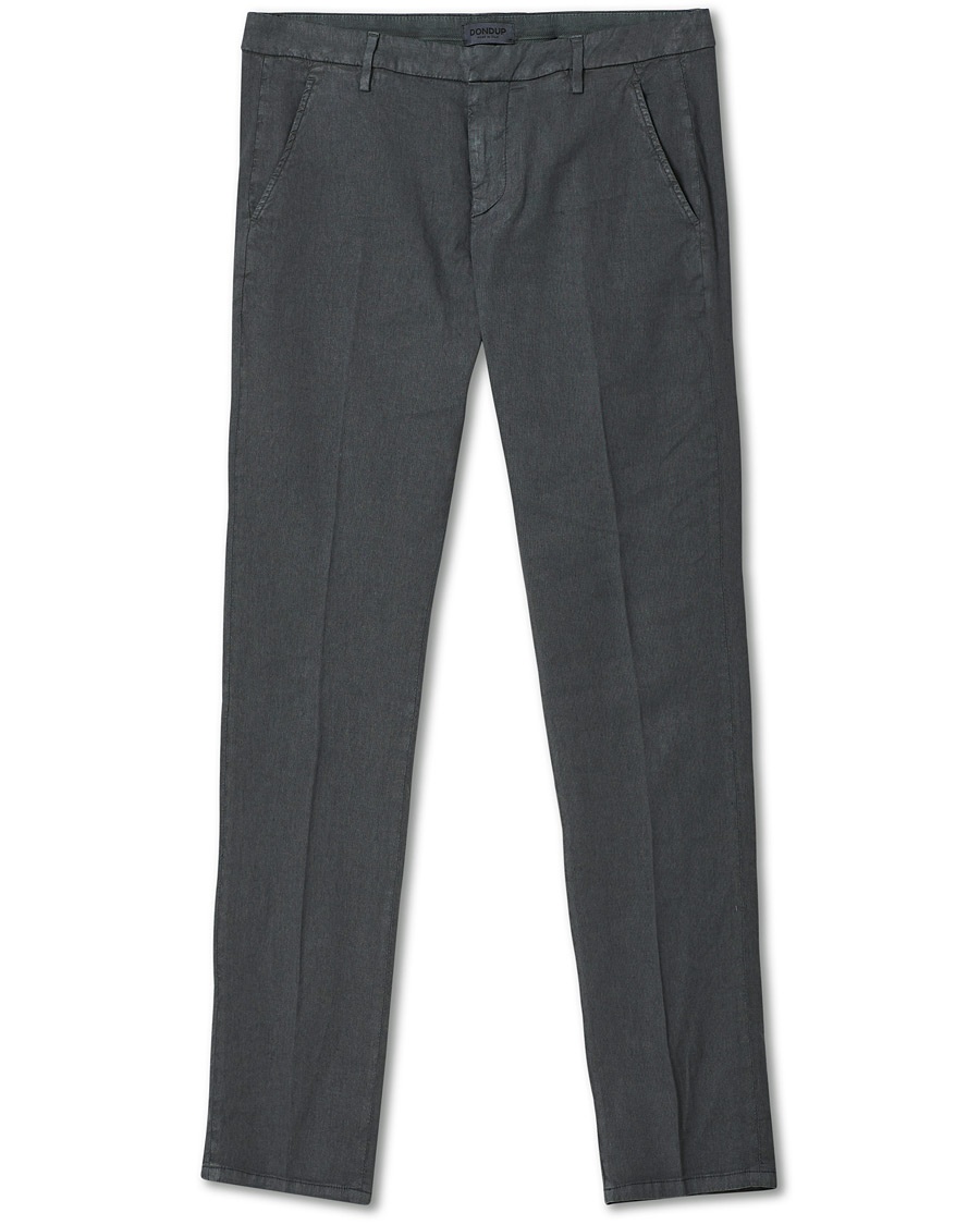 Herren | | Dondup | Gaubert Linen Stretch Chinos Dark Grey