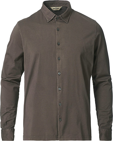 Herren | Gran Sasso | Gran Sasso | Washed Cotton Jersey Shirt Dark Brown