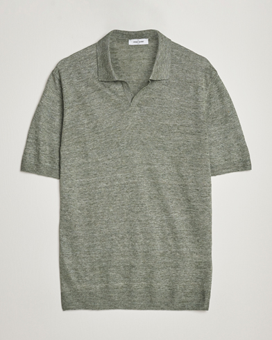 Herren |  | Gran Sasso | Knitted Linen Polo Green