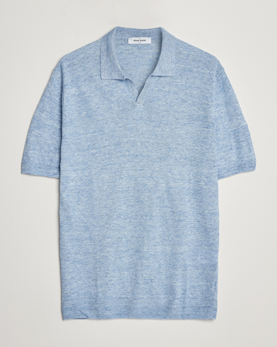 Herren |  | Gran Sasso | Knitted Linen Polo Blue