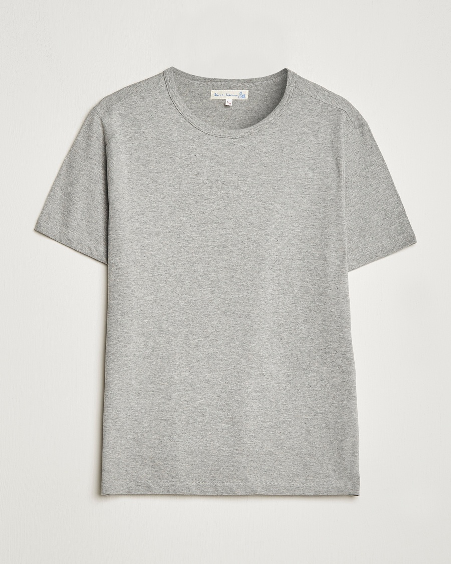 Herren | Kategorie | Merz b. Schwanen | 1950s Classic Loopwheeled T-Shirt Grey Melange