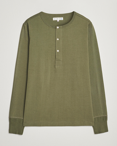 Herren | Langarm T-Shirt | Merz b. Schwanen | Classic Organic Cotton Henley Sweater Army