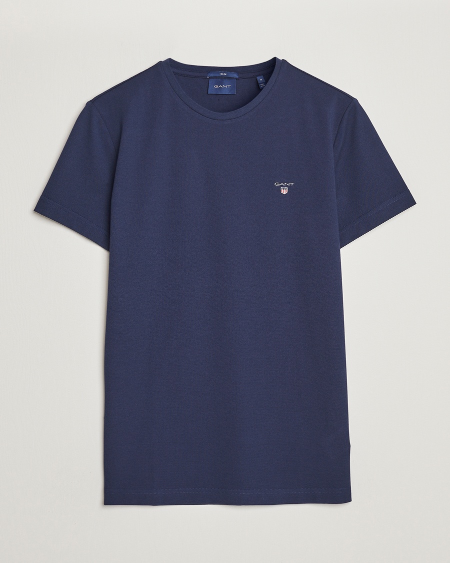 Herren | | GANT | Cotton Pique Crew Neck T-Shirt Evening Blue
