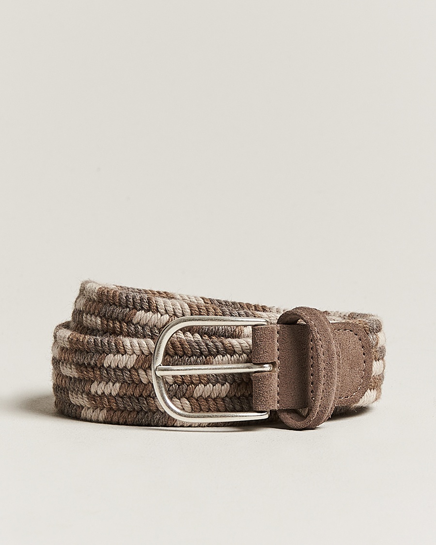 Herren | Smart Casual | Anderson's | Braided Wool Belt Multi Natural