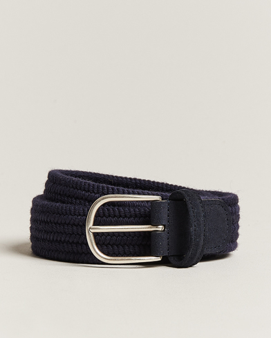 Herren |  | Anderson's | Braided Wool Belt Navy