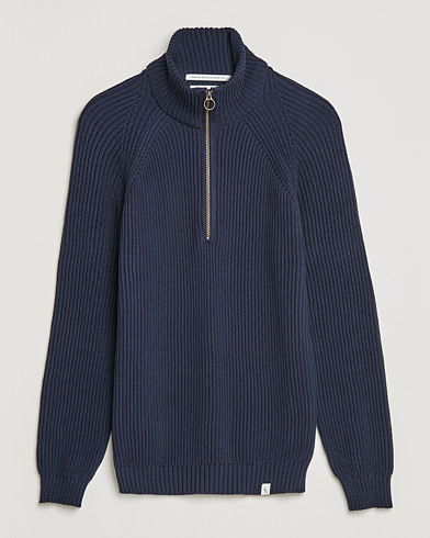 Herren | Pullover | Peregrine | Felix Zip Neck Sweater Navy