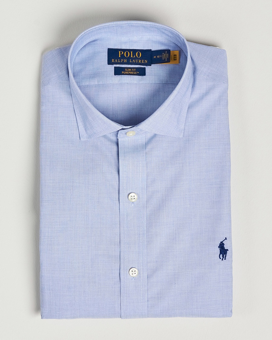 Polo Ralph Lauren Slim Fit Poplin Cut Away Dress Shirt Light Blue – Blau